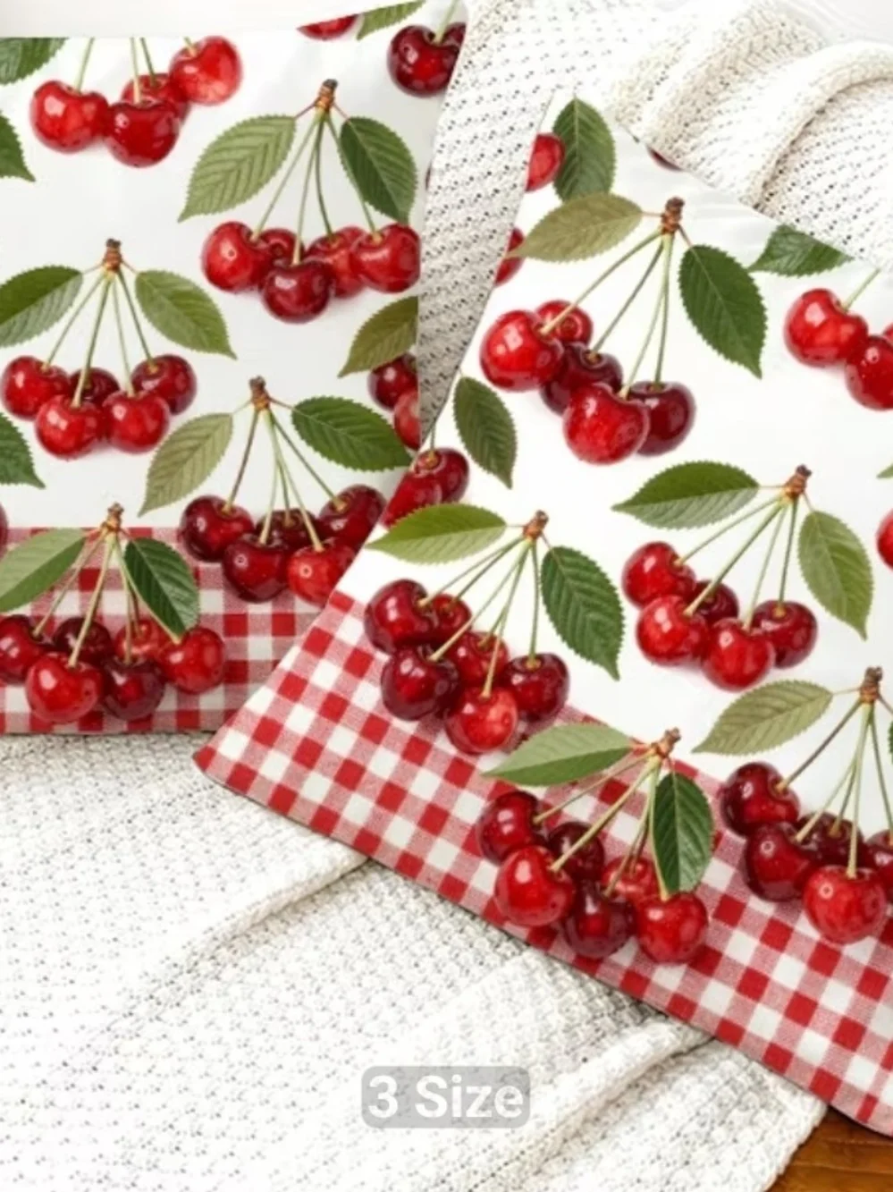 Cherry Print Decorative Pillows - Red SET OF TWO